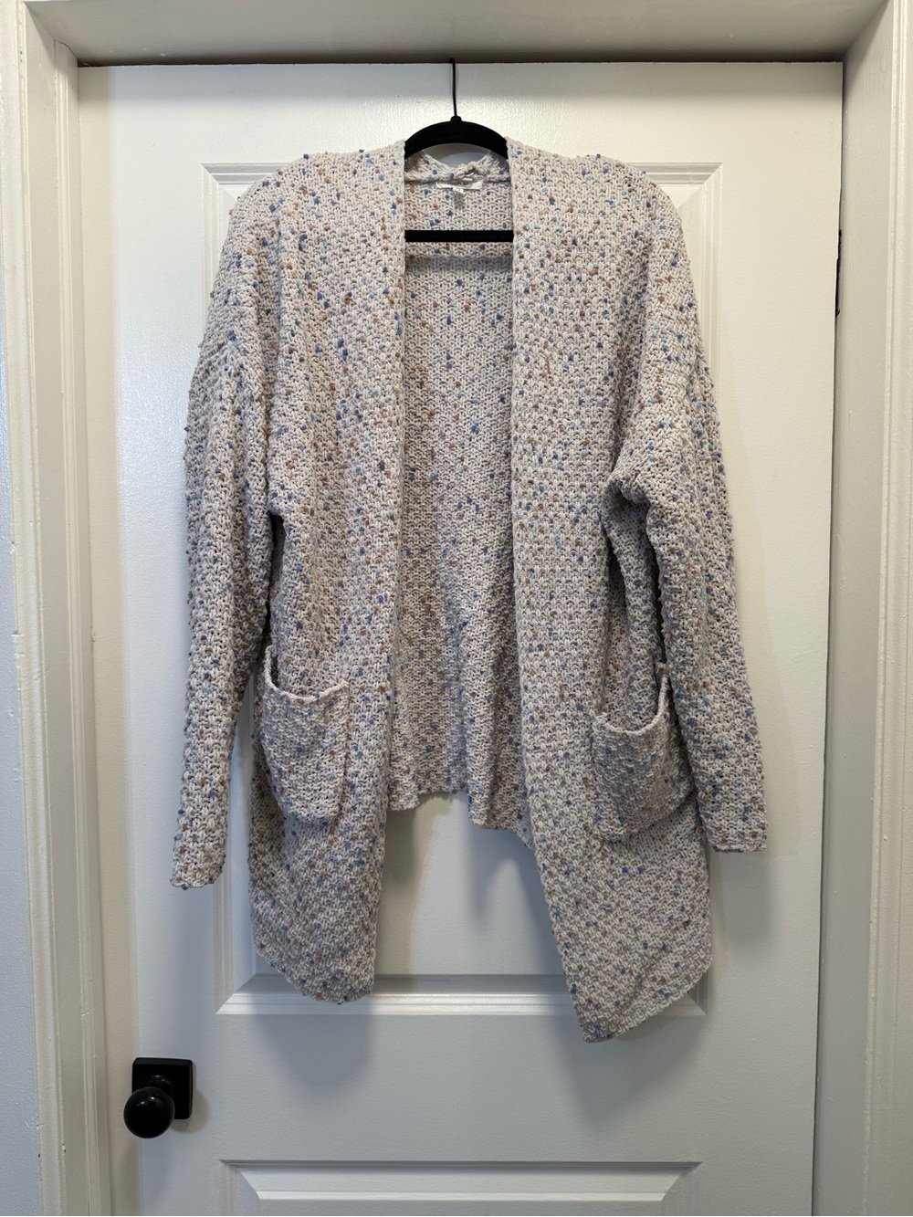 Maurices Cream Speckled Open-Front Cardigan